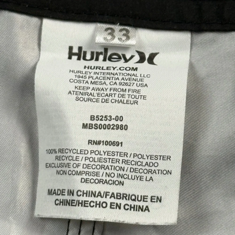 Hurley‎ Mens Striped Board Shorts Black Grey White Size 33 B5253-00 MBS0002980
